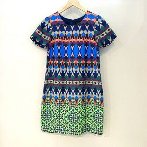 JCrew Multi-color Geometric Print Shift Dress 100% Silk
